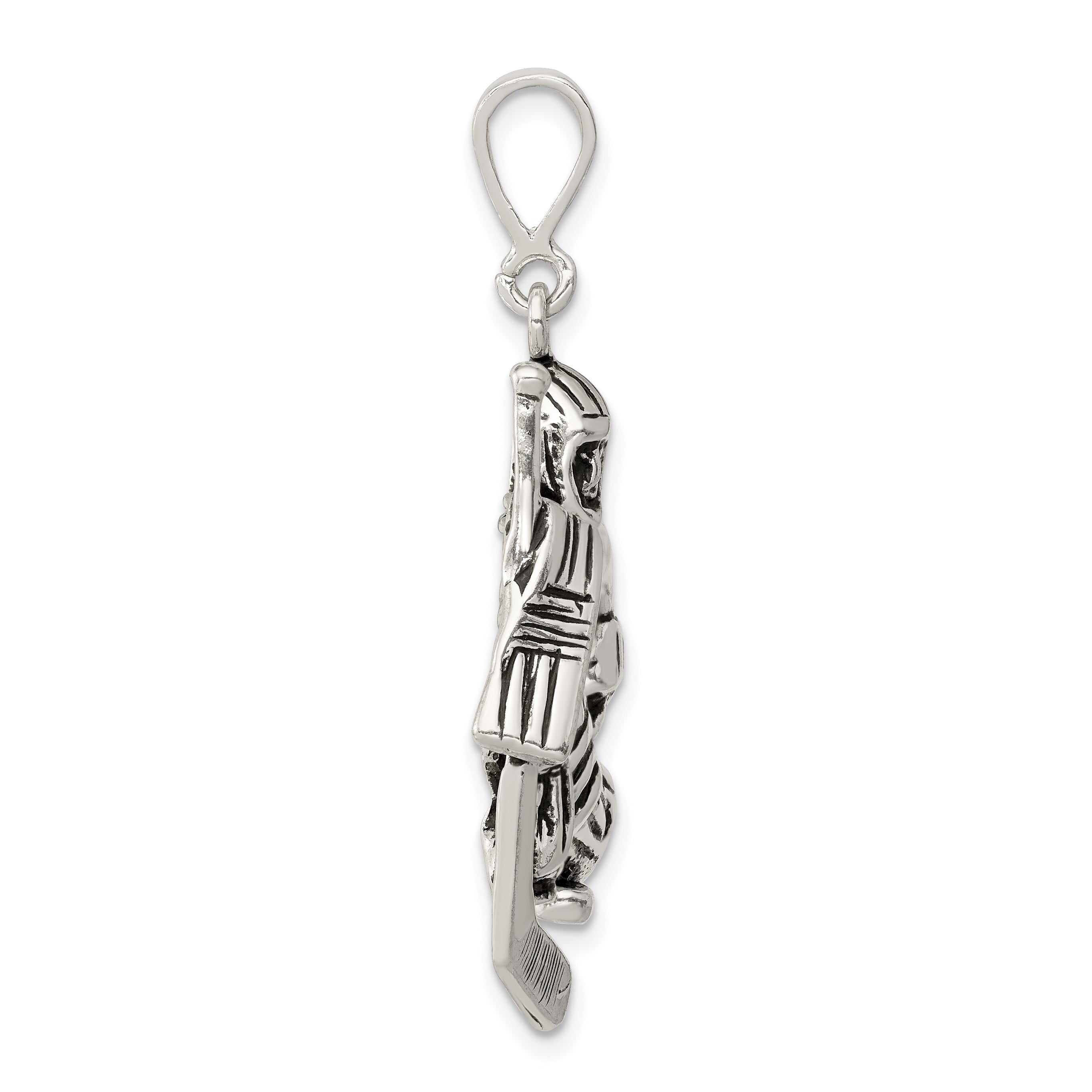 Sterling Silver 925 Men's Hockey Player Charm with Polished Finish Secondary image
