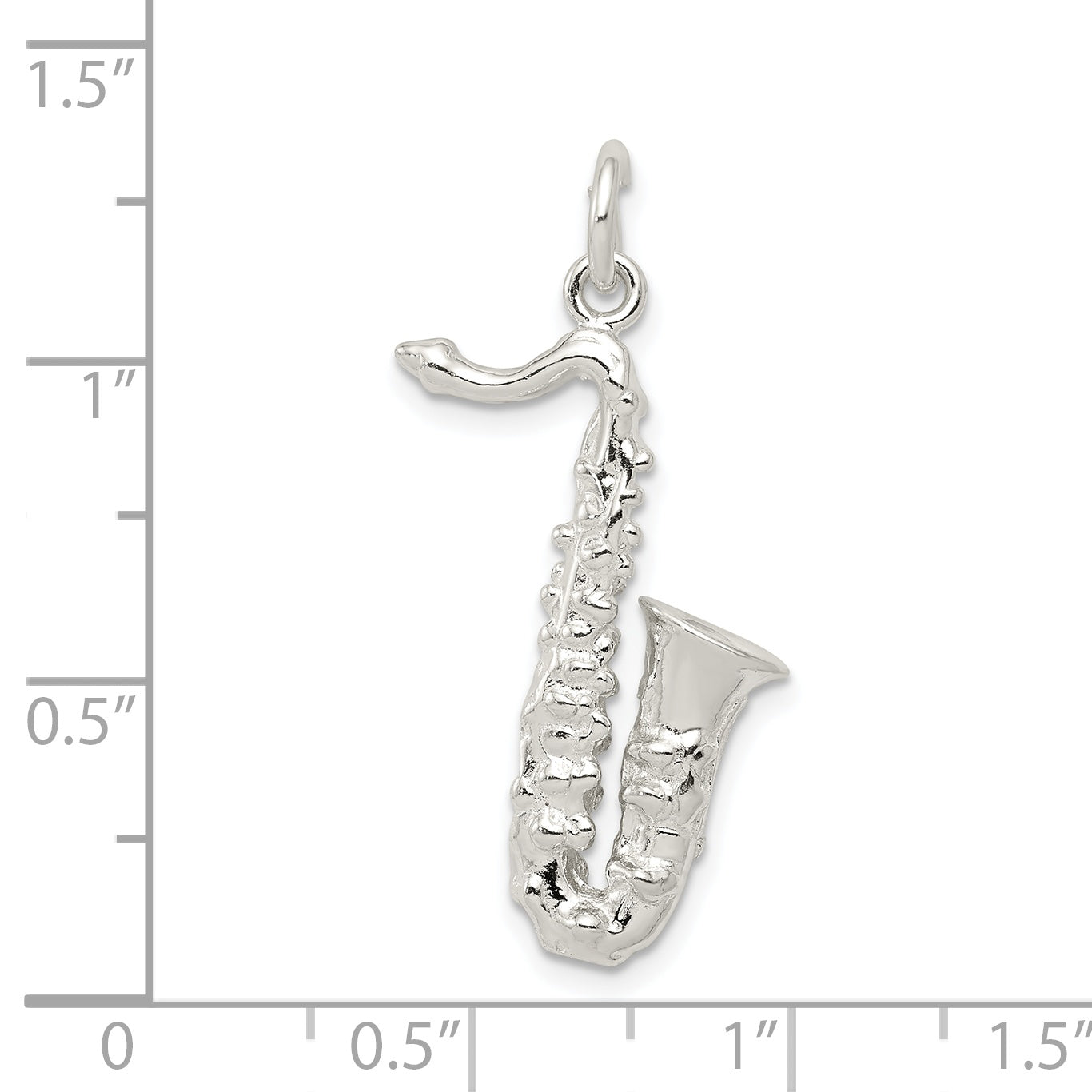 Sophia Jewelers 925 Sterling Silver Men's Saxophone Charm with Polished 3D Design