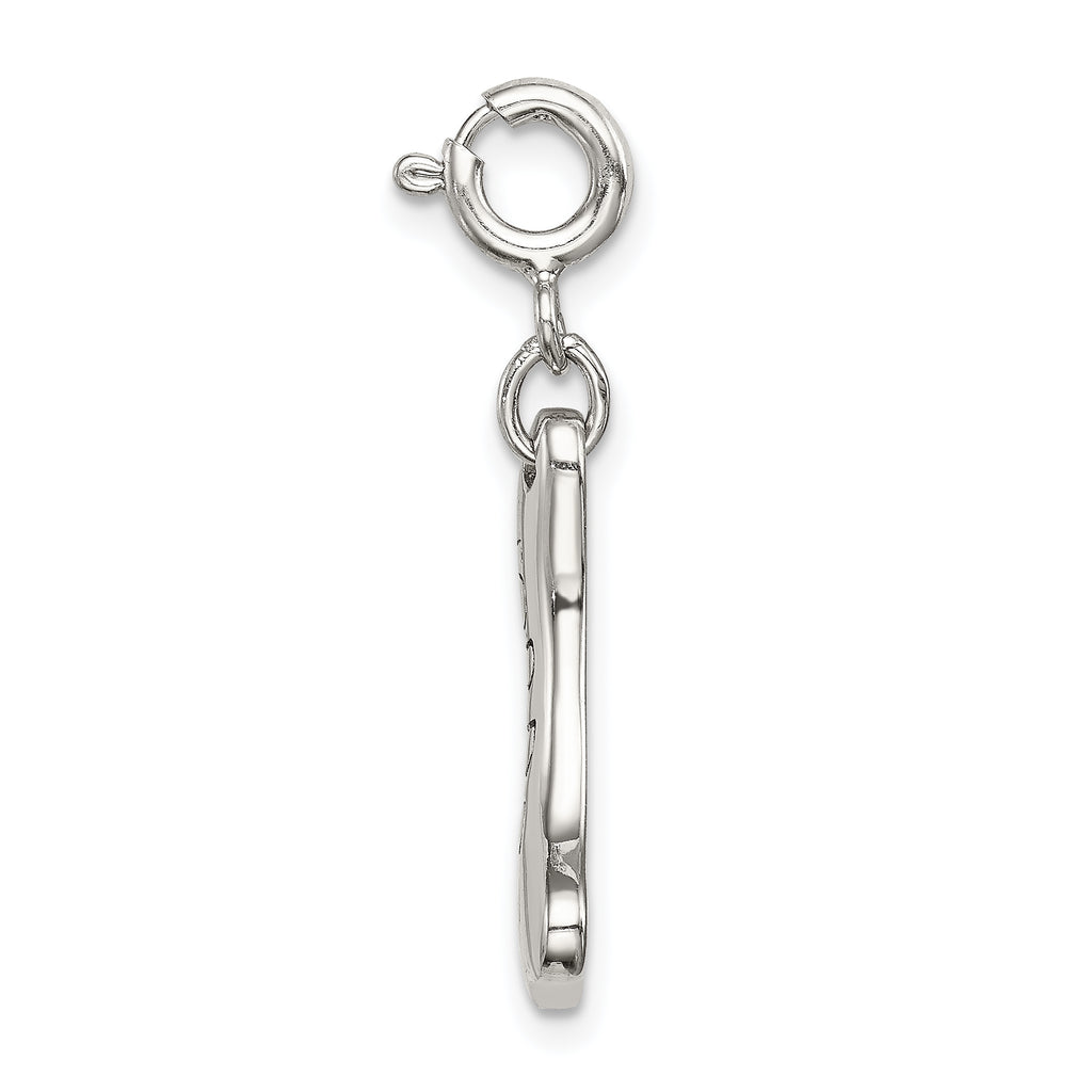 Sterling Silver CZ Dog Bone Charm Rhodium-Plated Elegant Pendant