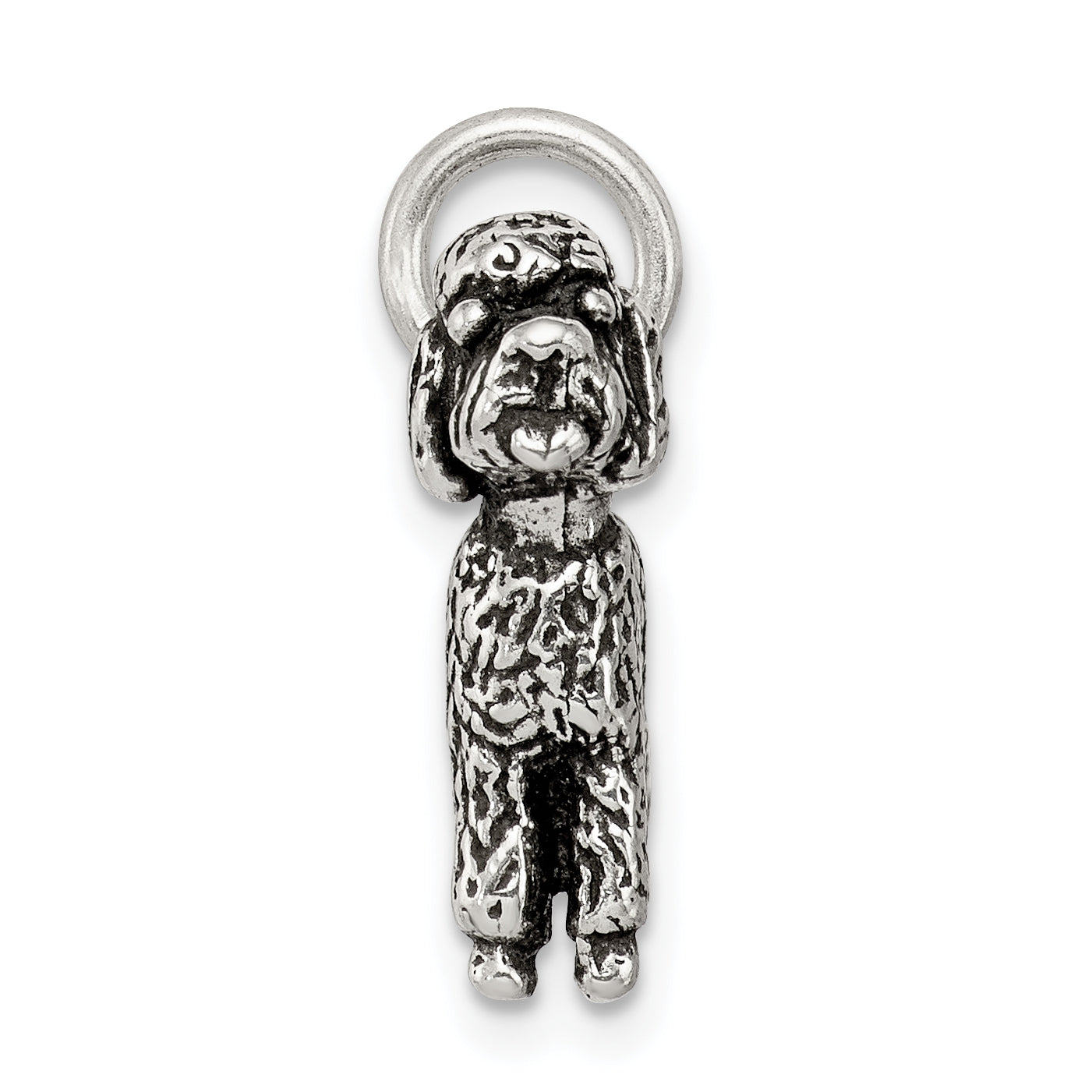 Sterling Silver 925 Poodle Charm with Antiqued Finish  Vintage Inspired