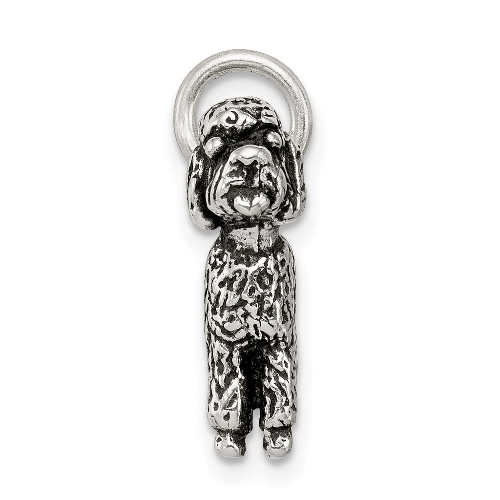 Sterling Silver 925 Poodle Charm with Antiqued Finish  Vintage Inspired
