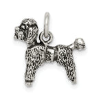 Sterling Silver 925 Poodle Charm with Antiqued Finish  Vintage Inspired
