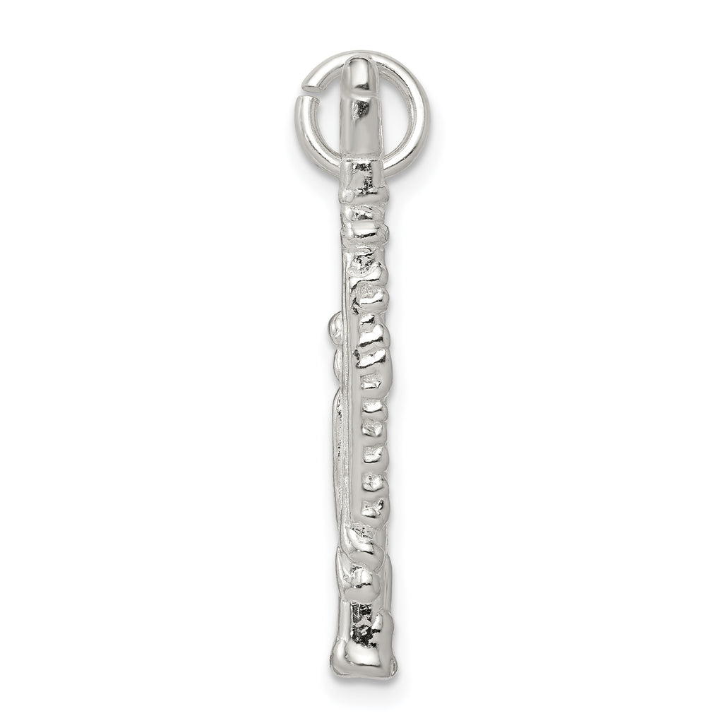 Sophia Jewelers 925 Sterling Silver 3D Flute Charm with Anti-Tarnish Finish
