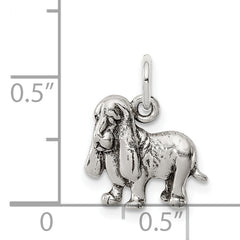 Sterling Silver 925 Basset Hound Charm Solid Casted Elegant Design