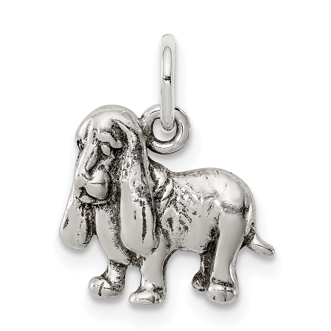 Sterling Silver Antiqued Basset Hound Charm Main image