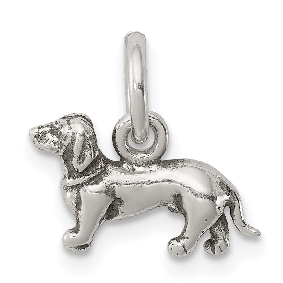 Sterling Silver Antiqued Dog Charm Main image