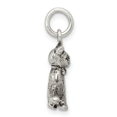 Sterling Silver 925 Cat Charm with Antique Finish Elegant Design