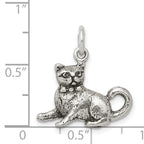 Sterling Silver 925 Cat Charm with Antique Finish Elegant Design