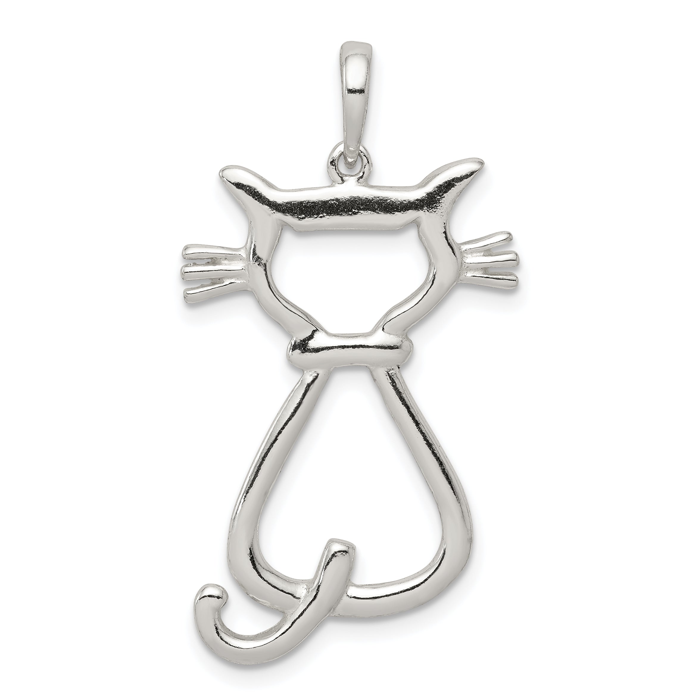 Sterling Silver Polished Cat Pendant Main image