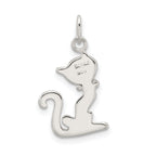 Sterling Silver 925 Black Enameled Cat Charm with Anti-Tarnish Finish