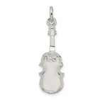 Sterling Silver 925 Violin Charm with Polished 3D Design