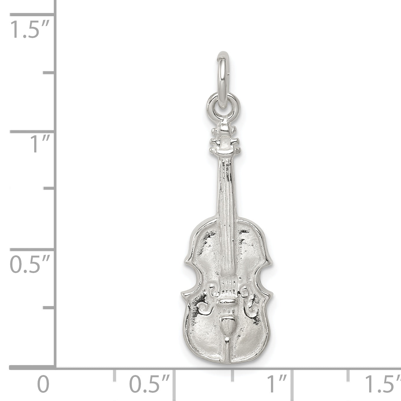 Sterling Silver 925 Violin Charm with Polished 3D Design