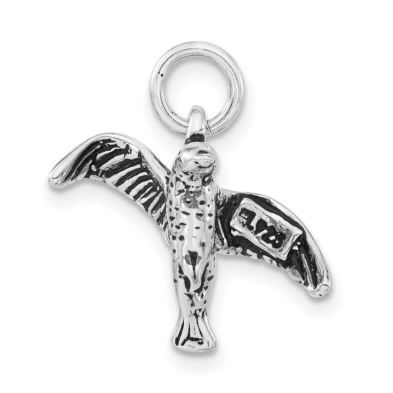 Sterling Silver 925 Polished Antiqued 3D Hummingbird Charm for Women
