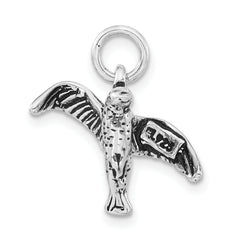 Sterling Silver 925 Polished Antiqued 3D Hummingbird Charm for Women
