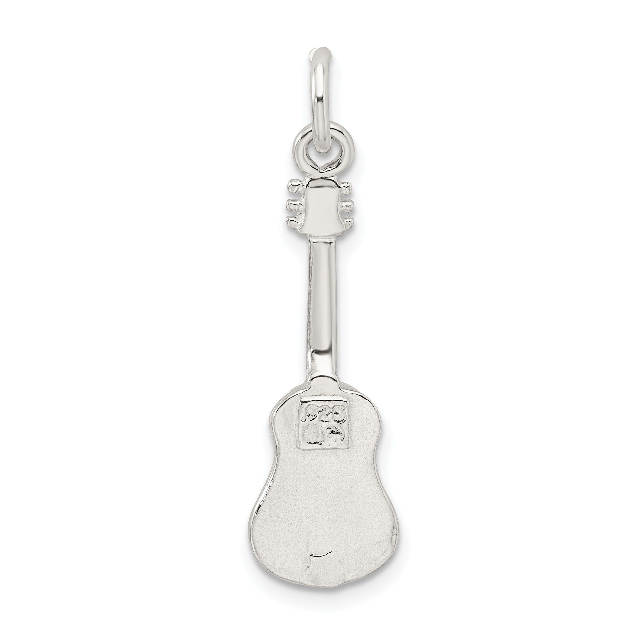 Sterling Silver 925 Guitar Charm with Polished Anti-Tarnish Finish