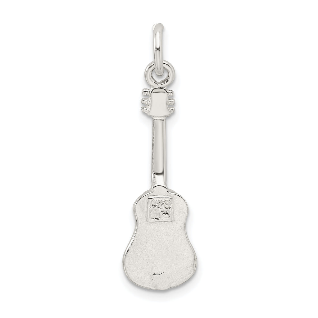 Sterling Silver 925 Guitar Charm with Polished Anti-Tarnish Finish