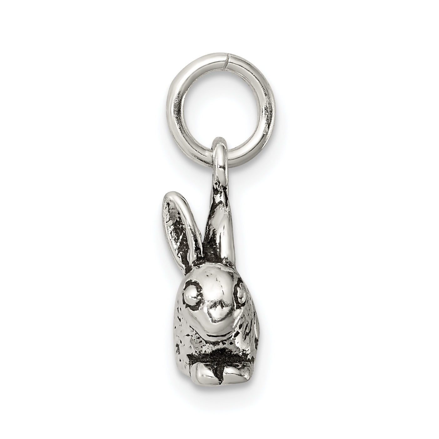 Sterling Silver 925 Antiqued Rabbit Charm with 3D Vintage Design Secondary image