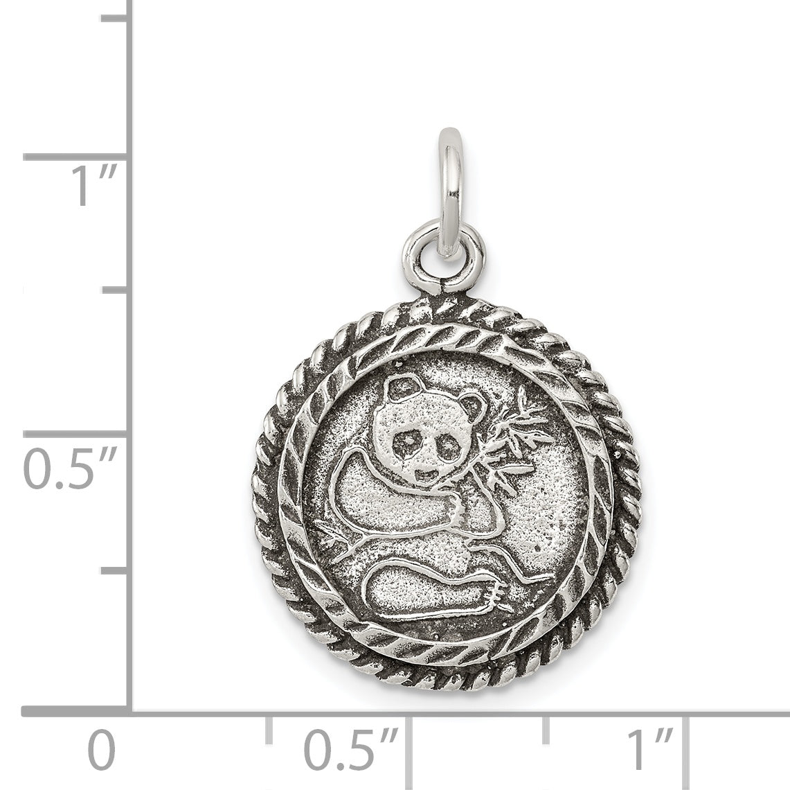 Sophia Jewelers 925 Sterling Silver Antiqued Panda Bear Men's Charm