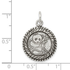 Sophia Jewelers 925 Sterling Silver Antiqued Panda Bear Men's Charm
