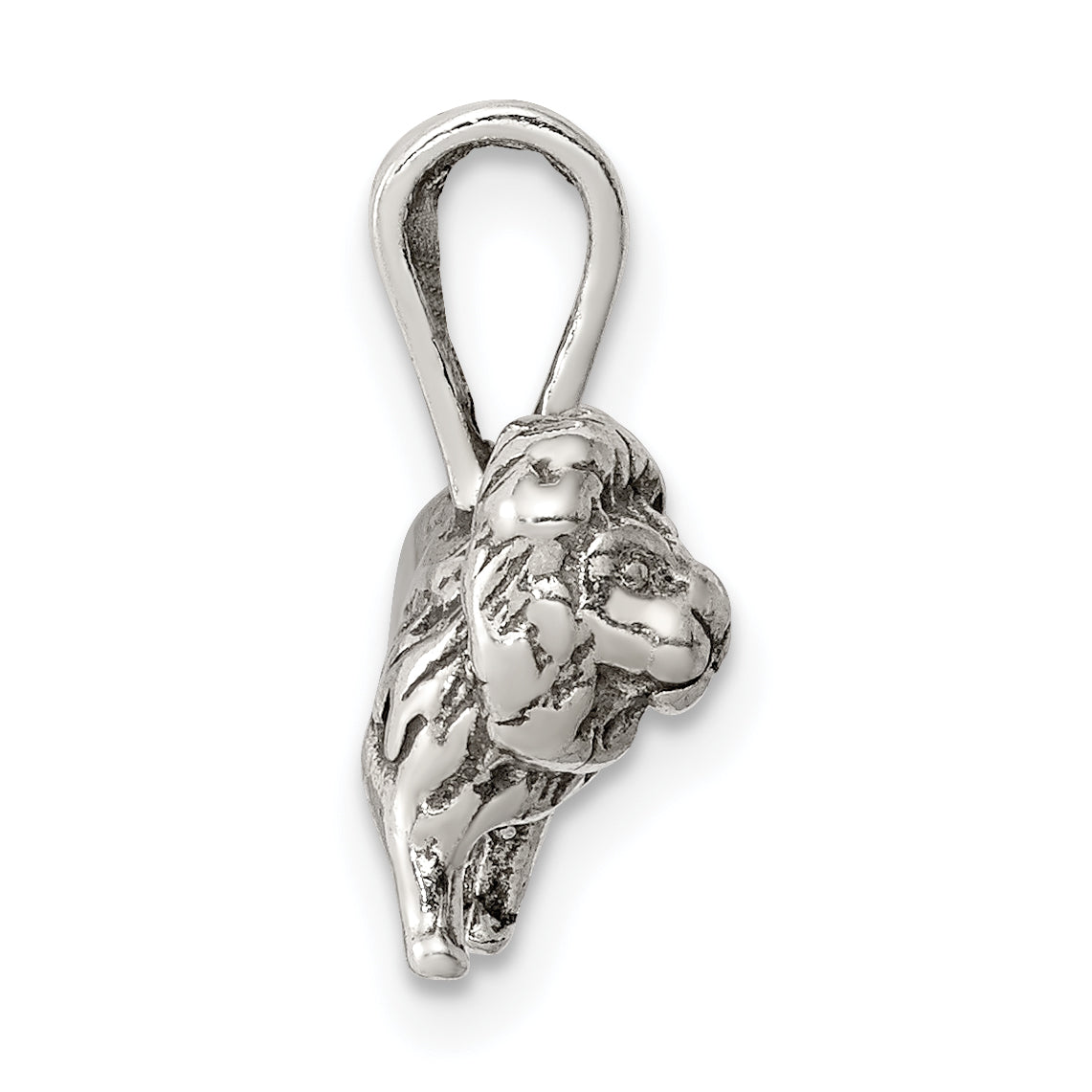 Sterling Silver 925 Antiqued Lion Charm with Solid Cast Design Secondary image