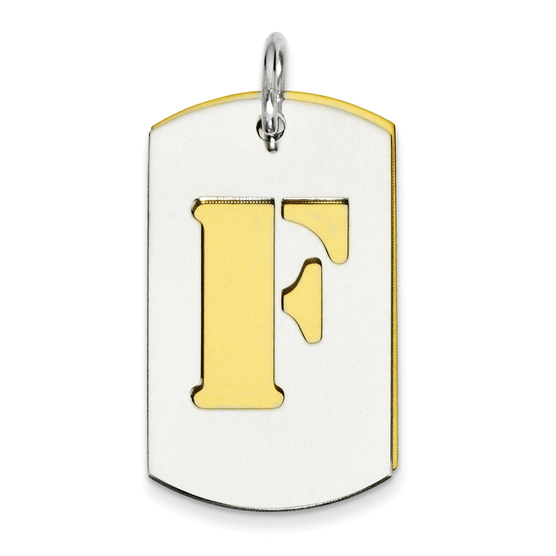 Sterling Silver GP Initial F Double Plate Dog Tag Charm Main image