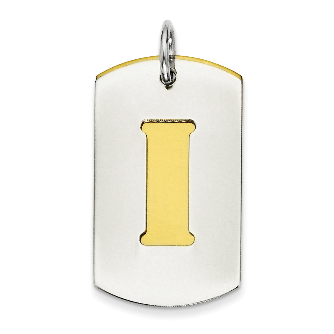 Sterling Silver GP Initial I Double Plate Dog Tag Charm Main image