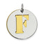 Sterling Silver GP Initial F Double Plate Round Charm