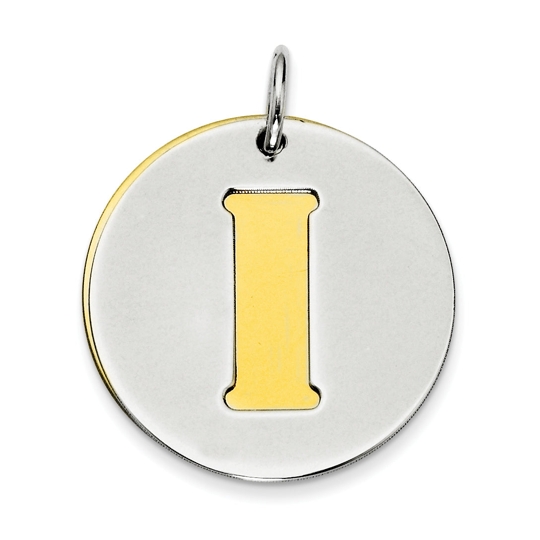 Sterling Silver GP Initial I Double Plate Round Charm Main image