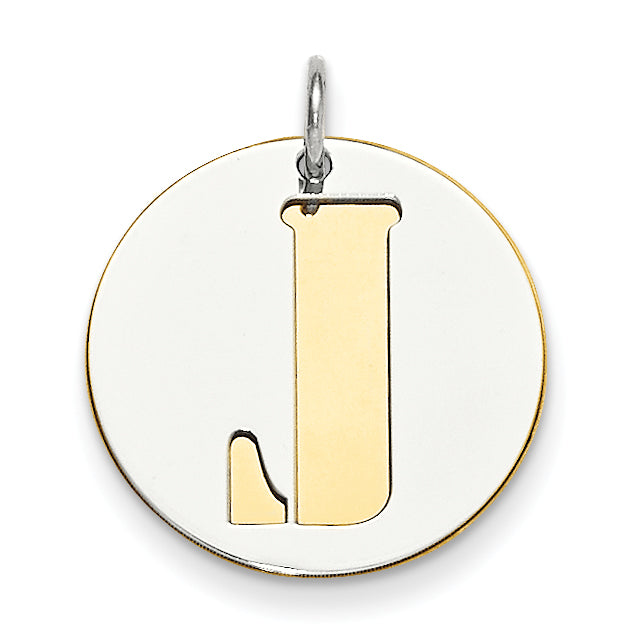 Sterling Silver GP Initial J Double Plate Round Charm Main image