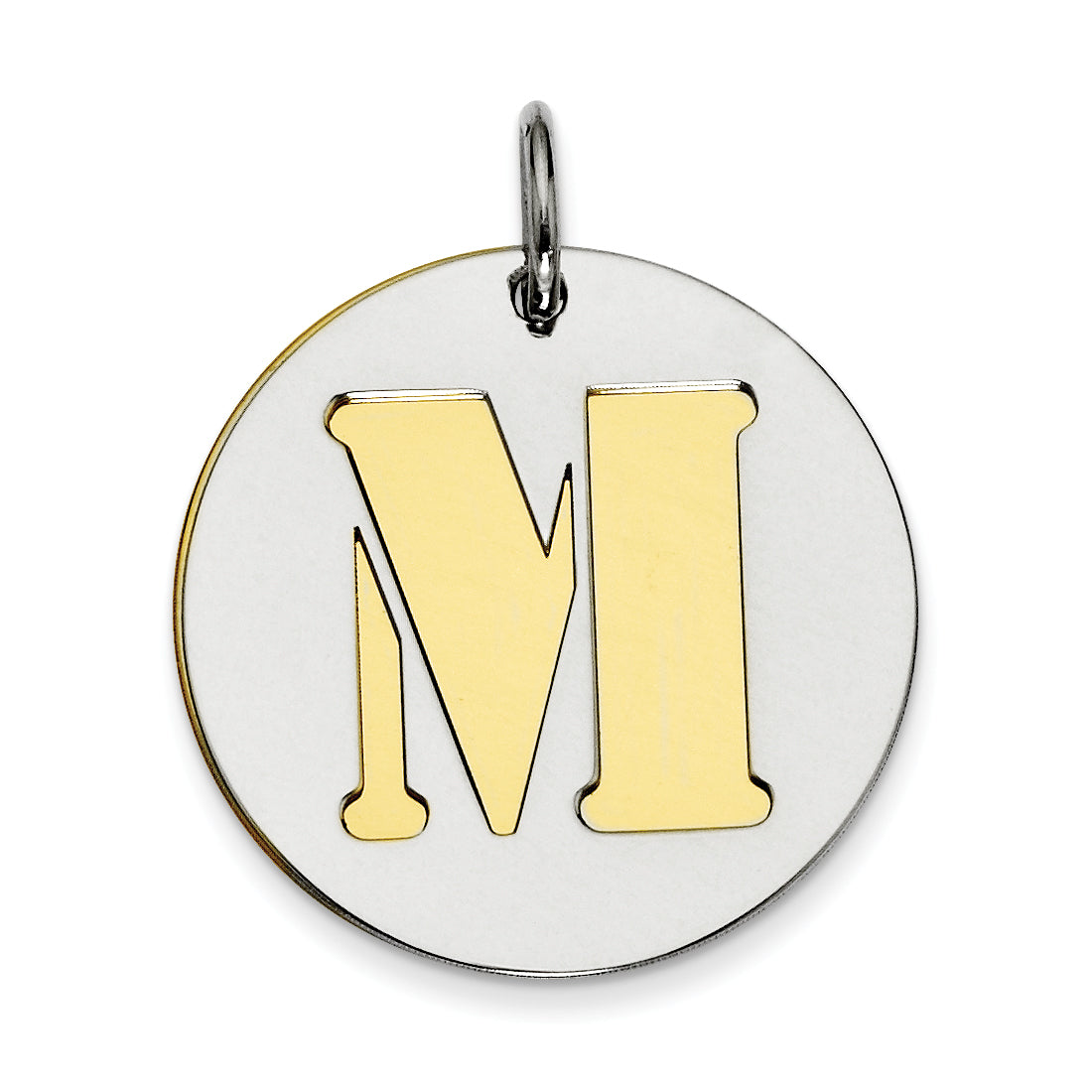 Sterling Silver GP Initial M Double Plate Round Charm Main image