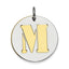 Sterling Silver GP Initial M Double Plate Round Charm