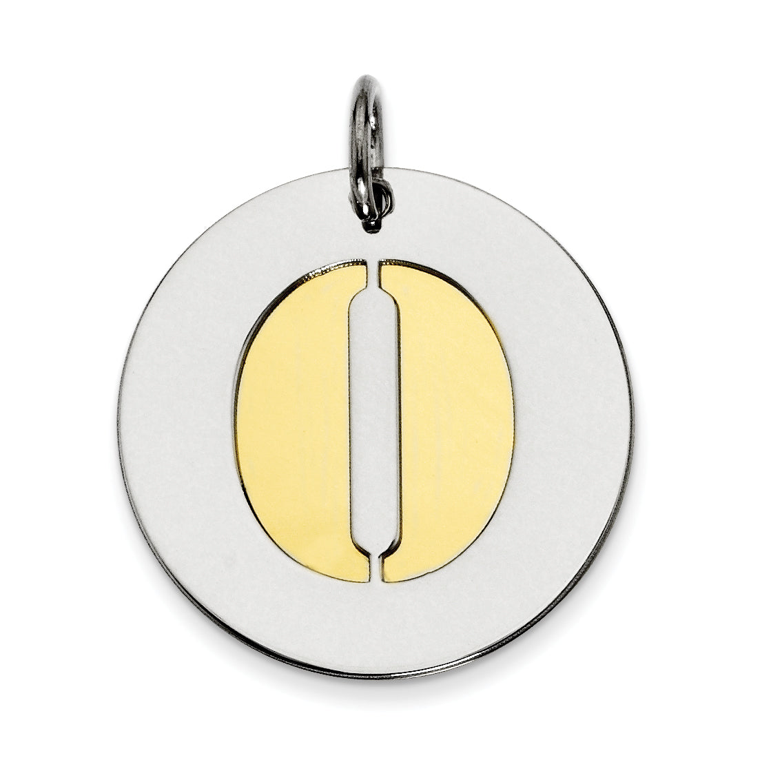 Sterling Silver GP Initial O Double Plate Round Charm Main image