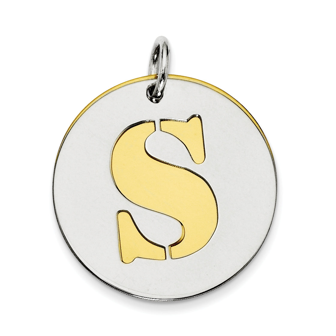Sterling Silver GP Initial S Double Plate Round Charm Main image