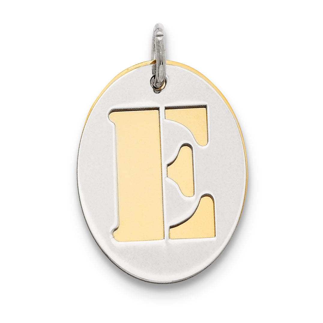 Sterling Silver GP Initial E Double Plate Oval Charm Main image