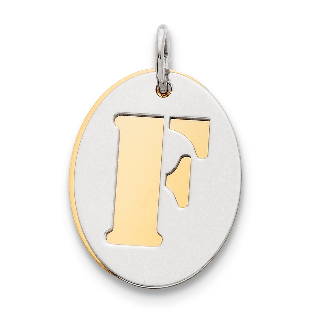 Sterling Silver GP Initial F Double Plate Oval Charm Main image