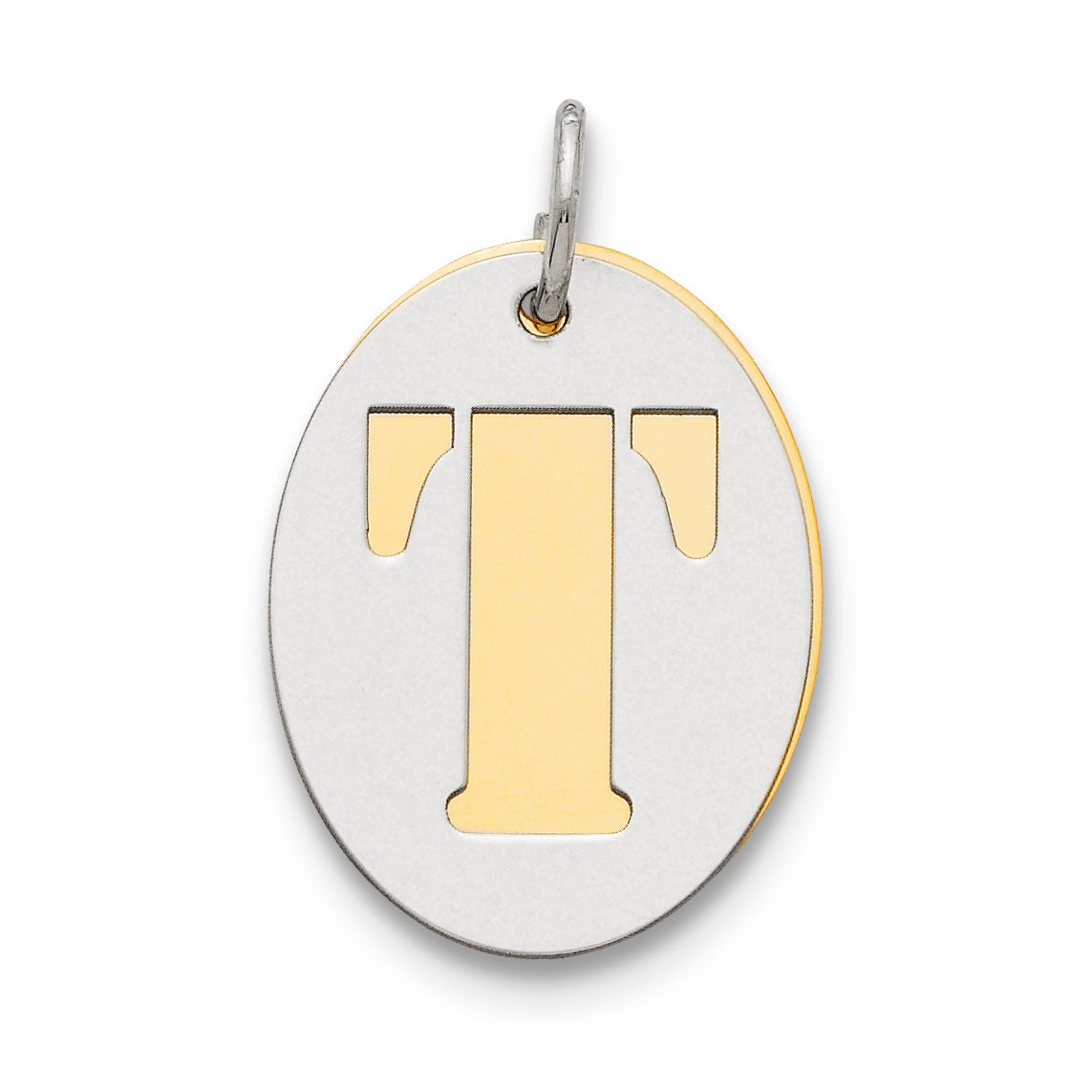 Sterling Silver GP Initial T Double Plate Oval Charm Main image