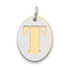 Sterling Silver GP Initial T Double Plate Oval Charm