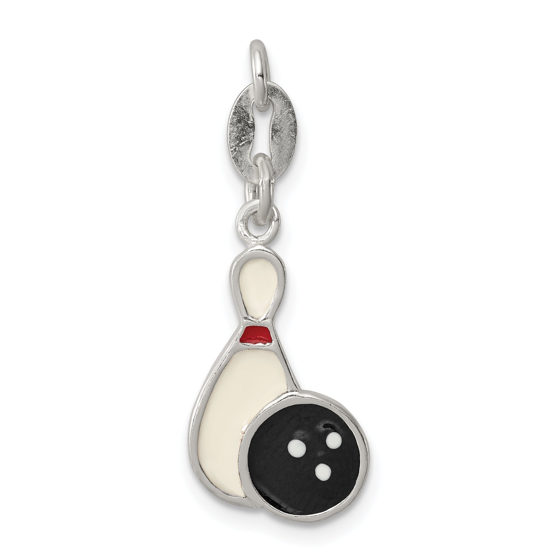 Sterling Silver Polished Enamel Bowling Charm Main image