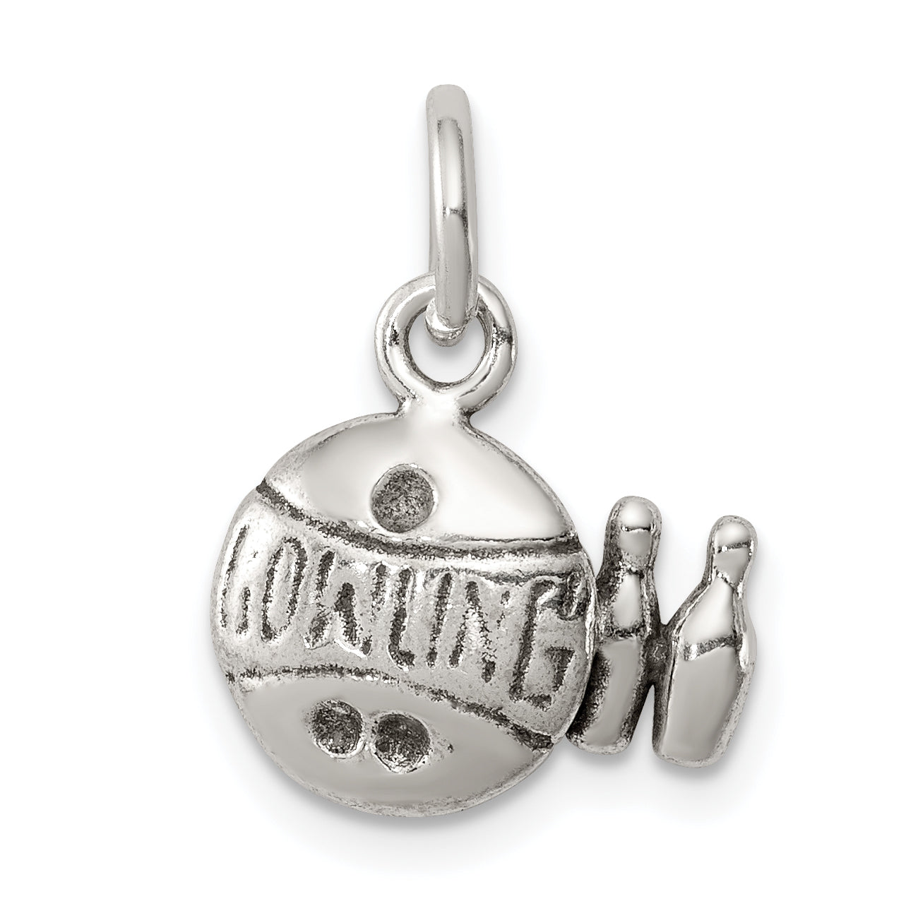 Sterling Silver Antiqued Bowling Ball and Pins Charm Main image