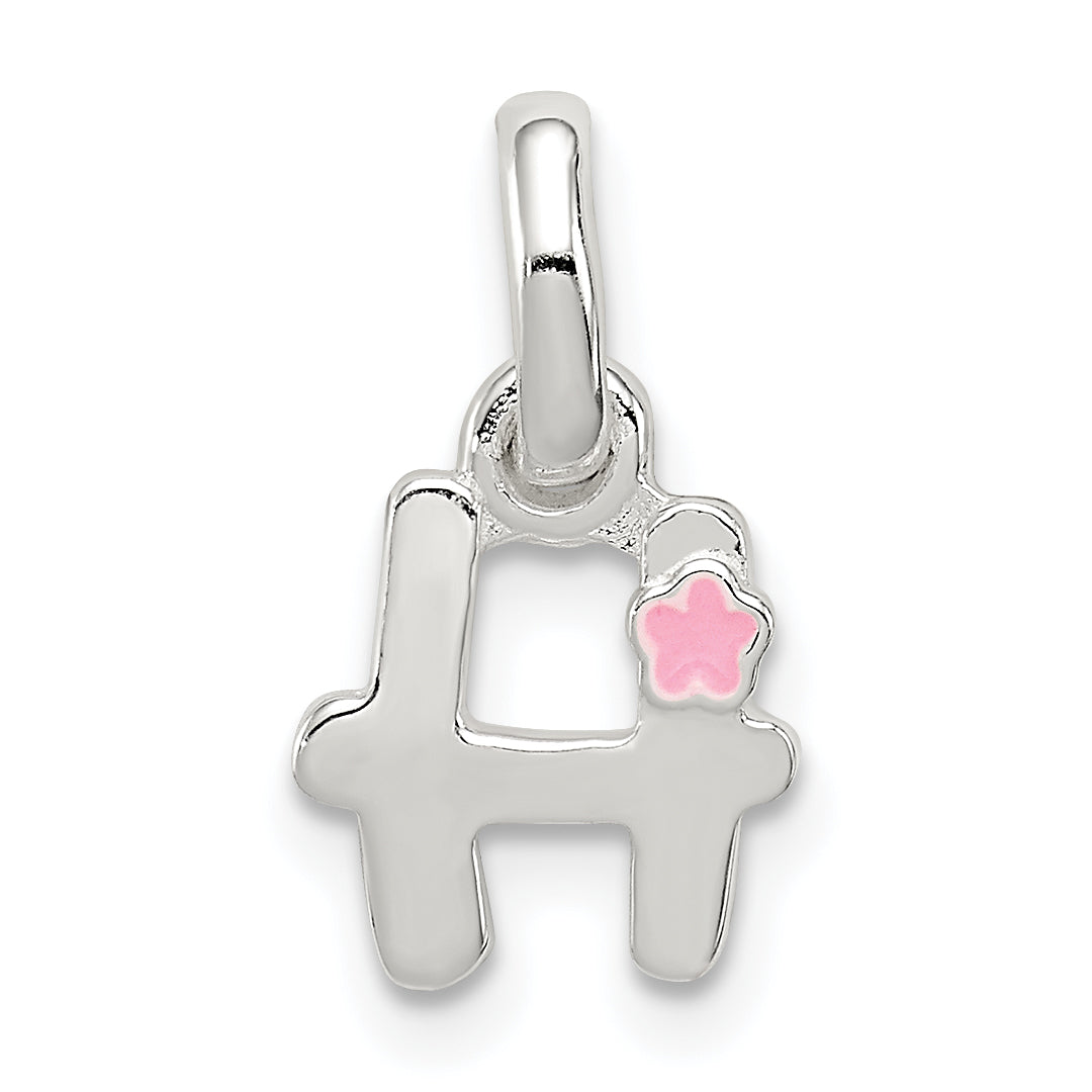 Sterling Silver Letter H with Enamel Pendant Main image