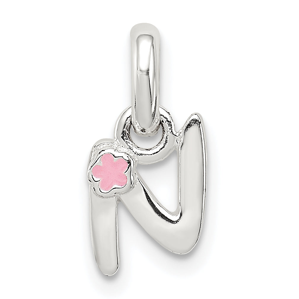 Sterling Silver Letter N with Enamel Pendant Main image