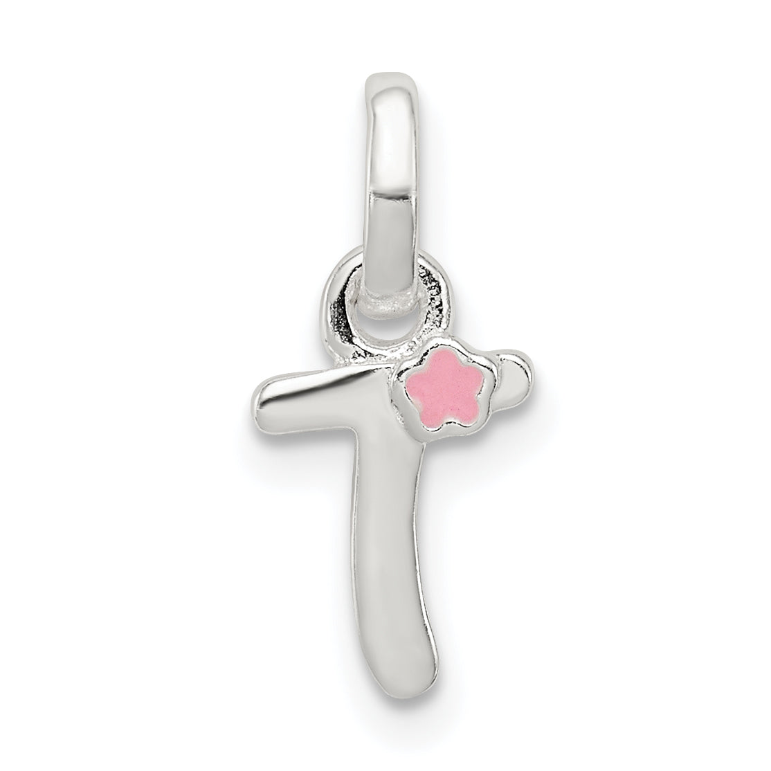 Sterling Silver Letter T with Enamel Pendant Main image