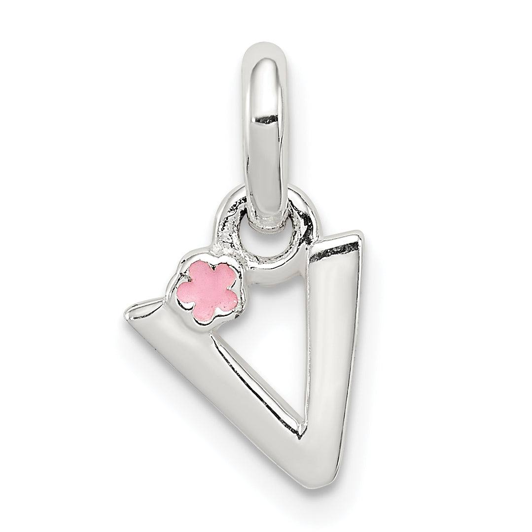 Sterling Silver Letter V with Enamel Pendant Main image