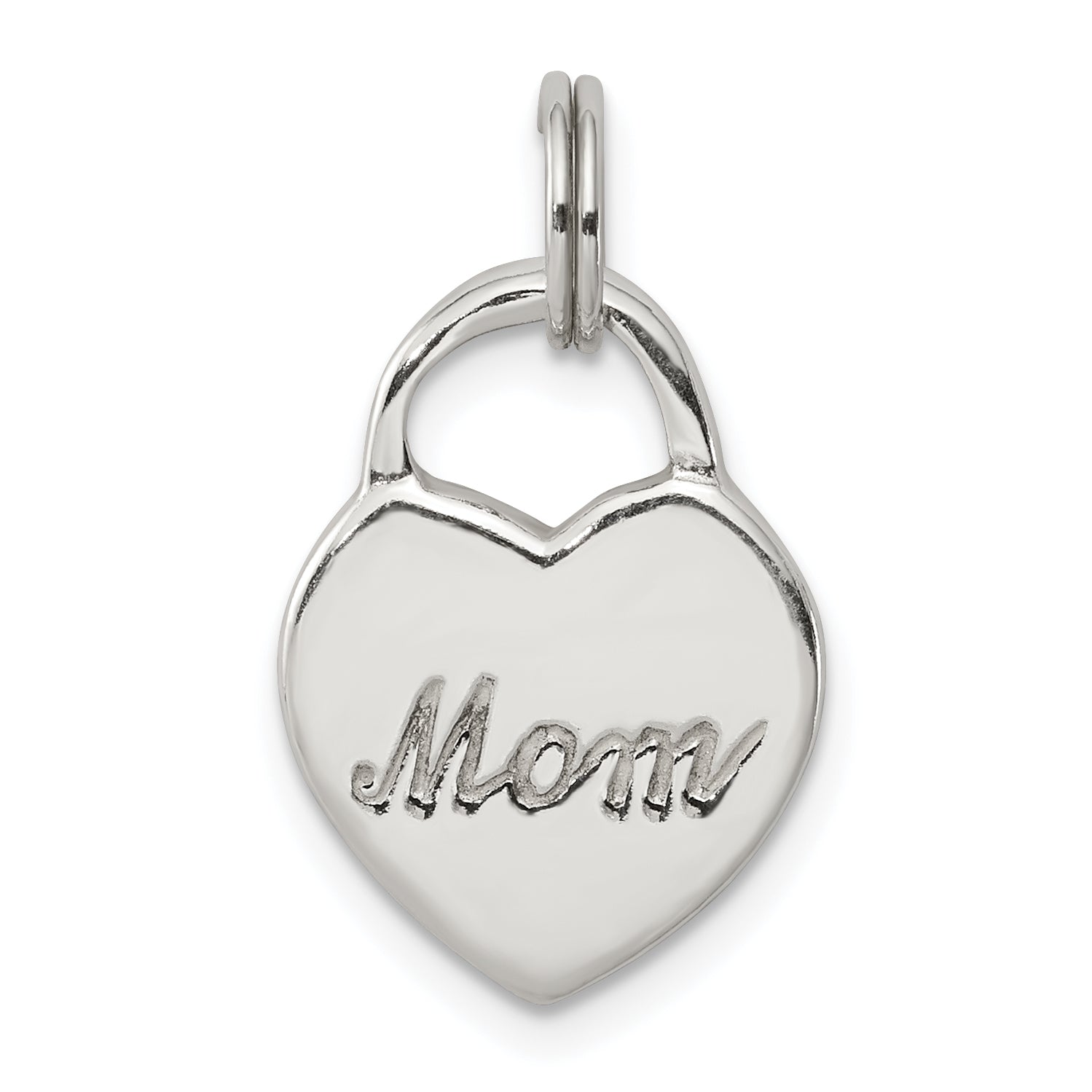 Sterling Silver Polished MOM Heart Charm Main image