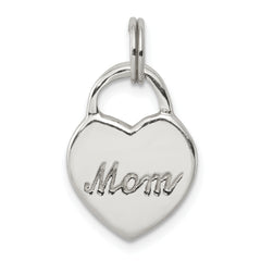 Sterling Silver Polished MOM Heart Charm