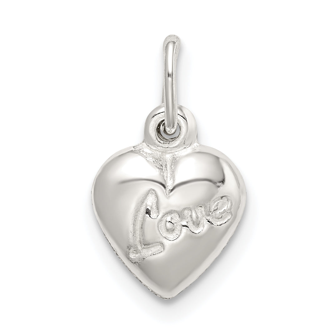 Sterling Silver Polished LOVE Reversible Puff Heart Charm Main image