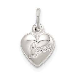 Sterling Silver Polished LOVE Reversible Puff Heart Charm