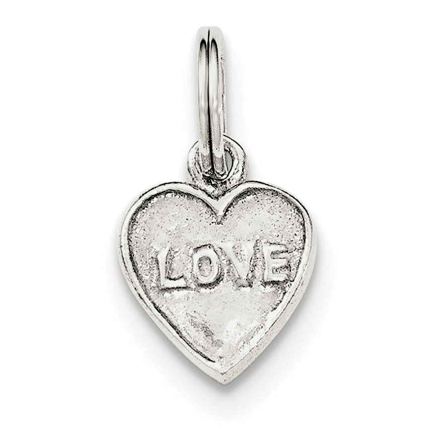 Sterling Silver Polished and Textured LOVE Heart Reversible Charm