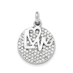 Sterling Silver Love & CZ Circle Pendant