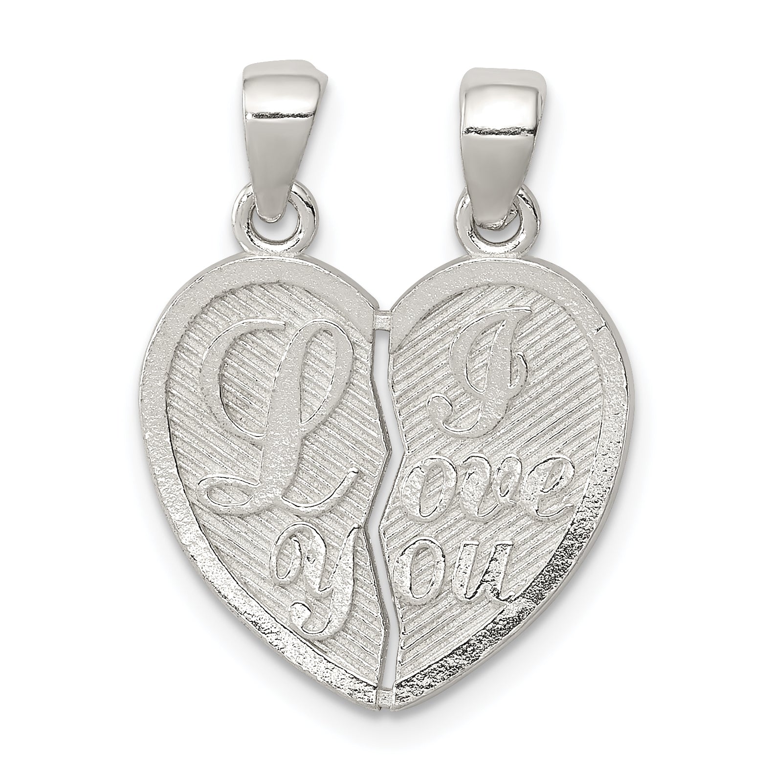 Sterling Silver Polished Mini I Love You Break Apart Heart Pendant Main image